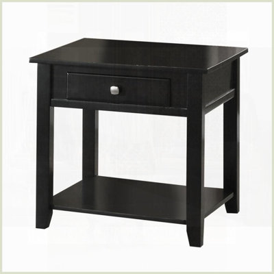 Table basse noire avec grain de bois naturel - tablette inférieure peu encombrante Assemblage facile pour le salon