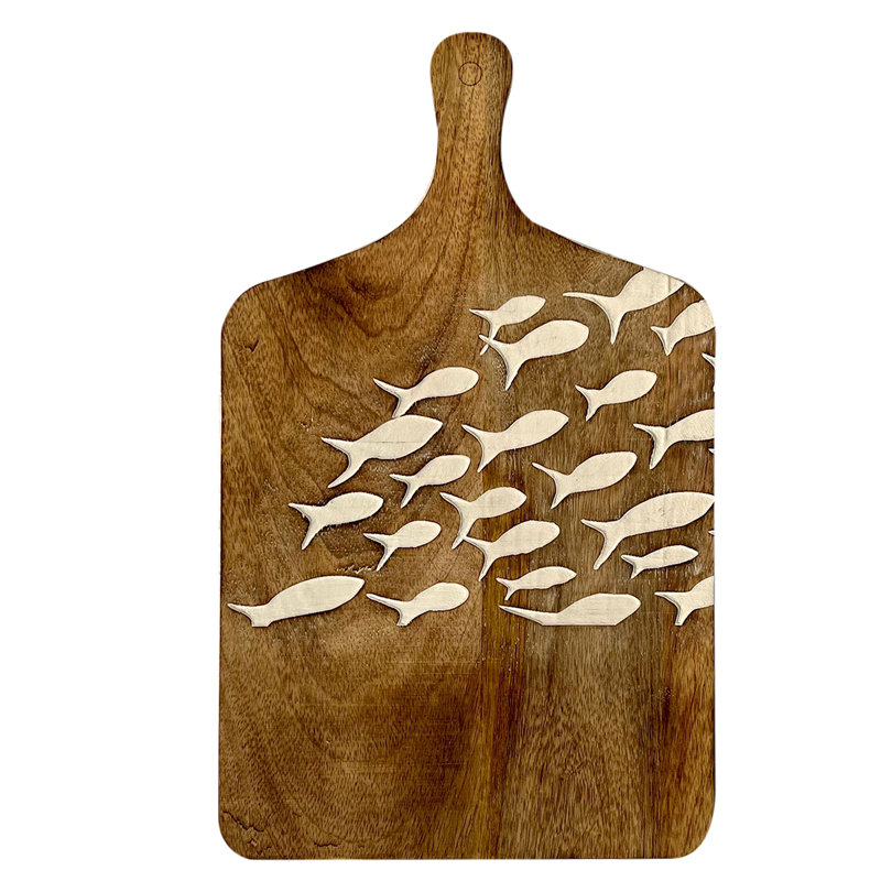 Charlesworth Home Decor Chopping Board Fish Boxes and Trays | Rectangular Brown Board - 2x33x20cm