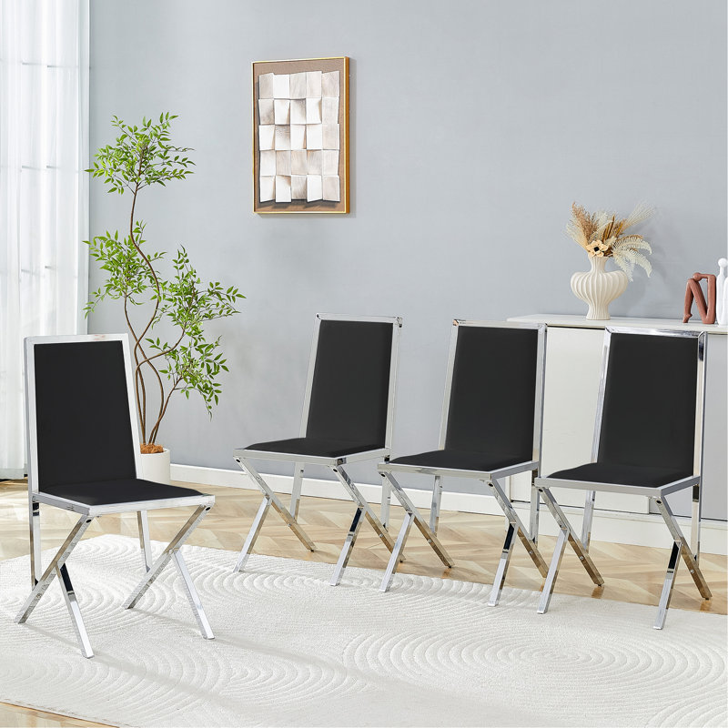 Chaises de salle à manger modernes en métal, conception ergonomique, pieds argentés pour la maison