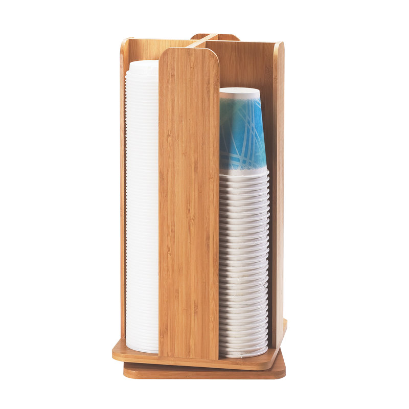 Organisateur de tasses / couvercles rotatifs, Bambou