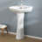 TOBILI 27“ Tall Glossy Porcelain Pedestal Bathroom Sink with Overflow