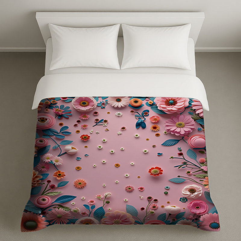 Housse de couette florale en papier, Grand lit