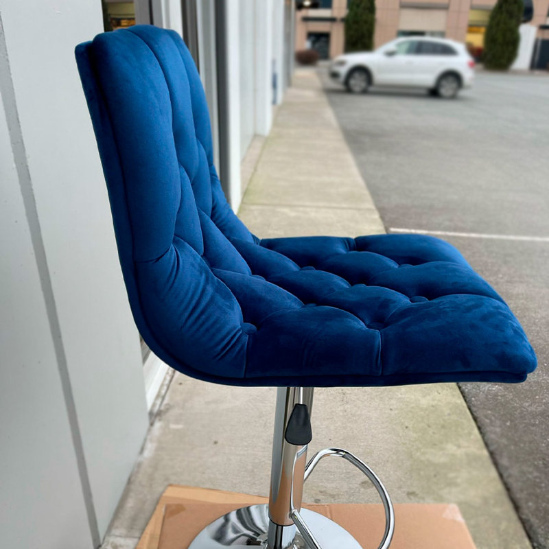 Swivel Upholstered Adjustable Height Counter Stool with Metal Frame