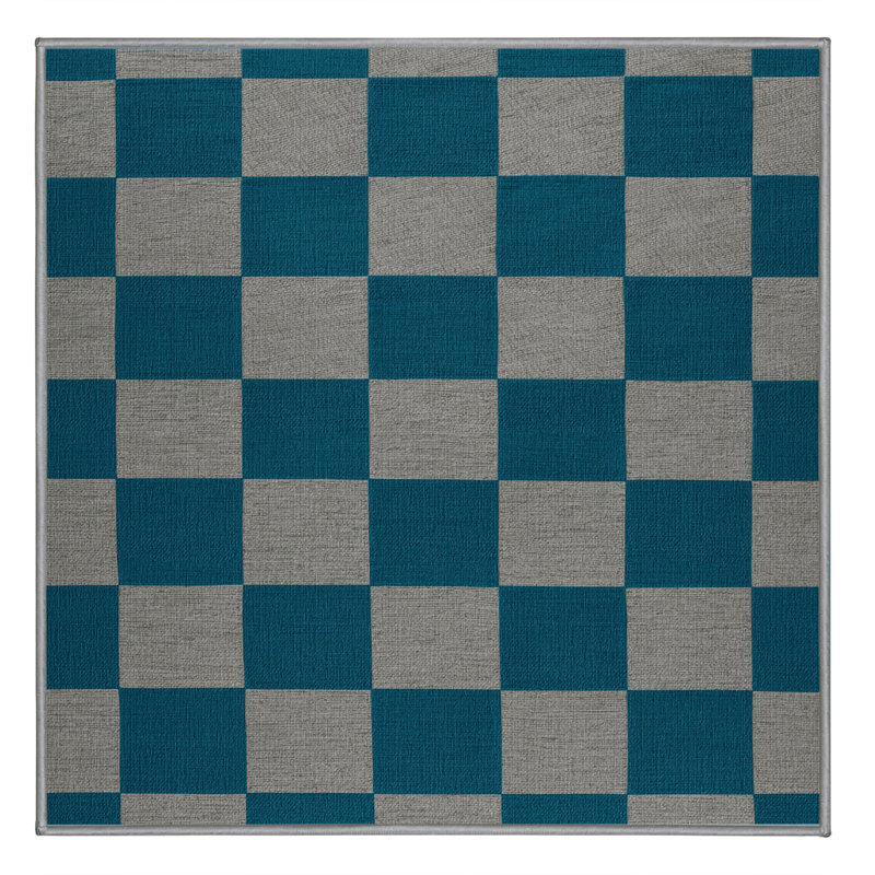 Machine Washable Checkered Green Area Rug, Square 6'