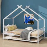 Archibaldo Metal House Bed with Twin Size Trundle