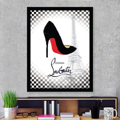 Fashion Designer Classy Black / Red Pump - Framed Print Artwork