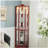 Glass Cabinet Lighted Corner Cabinet Corner Display Curio Cabinet, Glass Display With Light(Included)Bar Cabinet,Wine Cabinet with Adjustable Glass Shelves Carved Decoration Cherry Light(Included)-1318109011