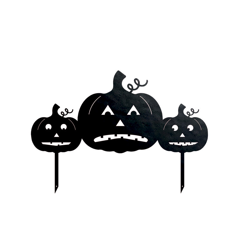 Décor de trois citrouilles en acier avec piquets, Black