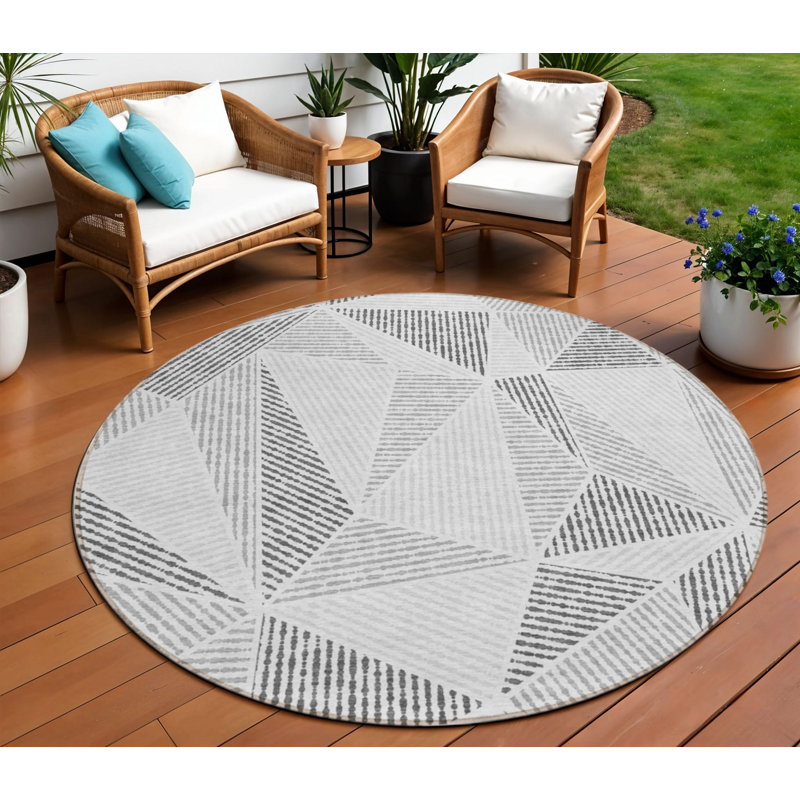 Tapis gris anthracite rond 8 po