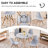 5-Piece Round Dining Table Set for 4, 35.5” Kitchen Table with Chairs, Solid Wood Legs, Plastic Seats, Gray-32835126-32835210-19293708