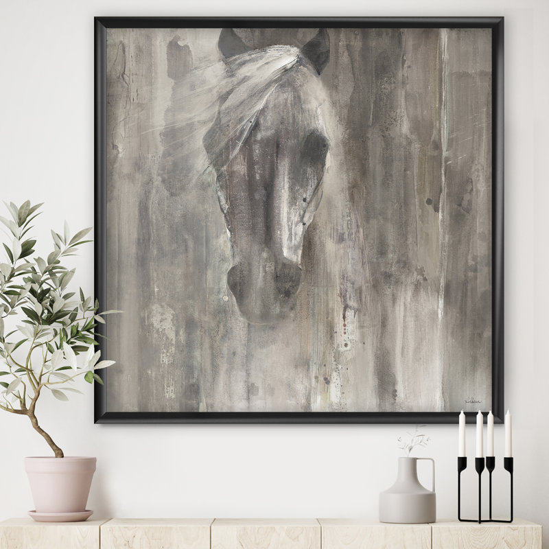 Cheval, reproduction d'art sur toile, cheval de ferme, H 16 po x l 16 po x P 1 po, Noir