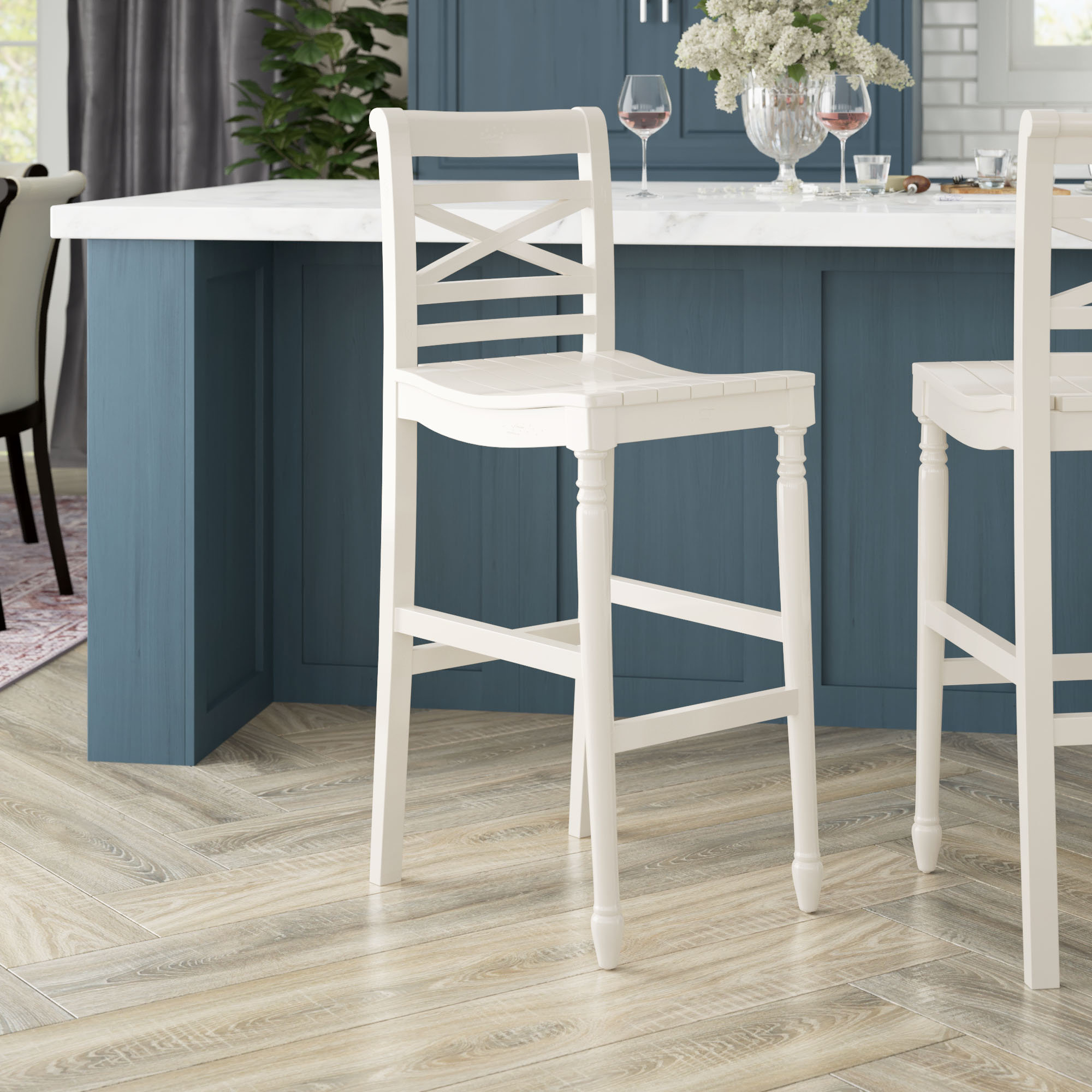 Rosecliff Heights Hopewell Sold Wood Counter and Bar Stool Planked Seat ...