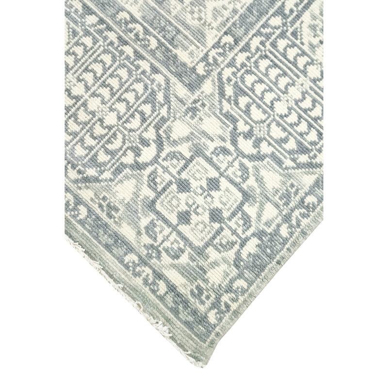 Tapis bleu / blanc / ivoire de haute qualité noué à la main, Rectangle 8 pi x 10 pi