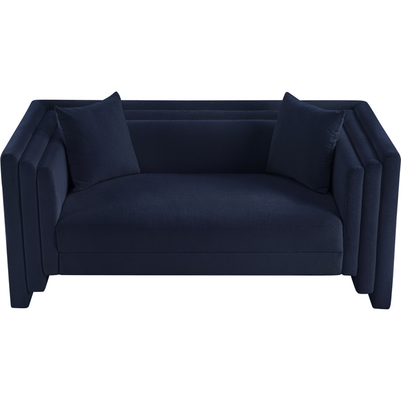 Jalice Chenille Fabric Loveseat, Tissu chenille bleu marine