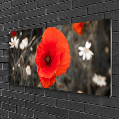 Floral Flower 1 Piece Wall Art on Glass