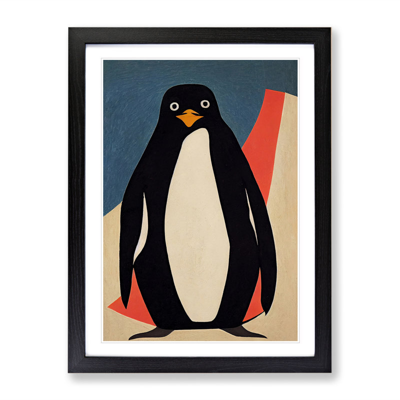 Penguin Abstract Art No.6 - Wall Art, No Matte, Black Frame, 34cm H x 25cm W