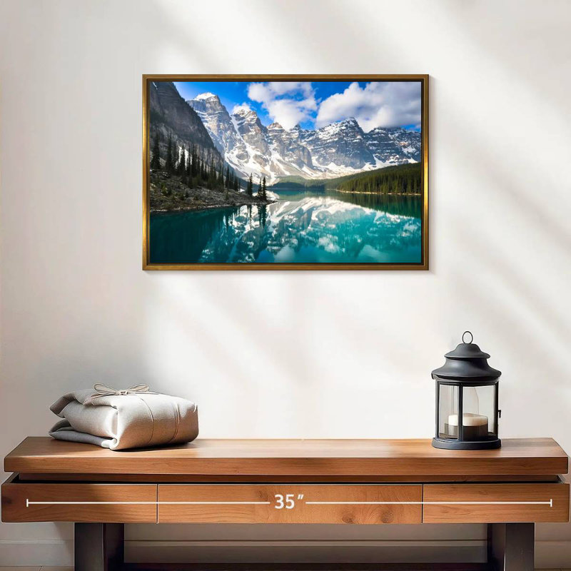 Reflet de la montagne, Cadre flottant doré, 19 po x 13 po