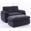 Canapé inclinable double Leisure avec dossier réglable, charge USB, support pour téléphone et repose-pieds de rangement - noir-1236434300