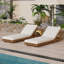 ENSEMBLE DE CHAISE LUNGE EN BOIS D'ACACIA AVEC COUSSIN LUNGE (crème) - version gris foncé assortie disponible-1007508724