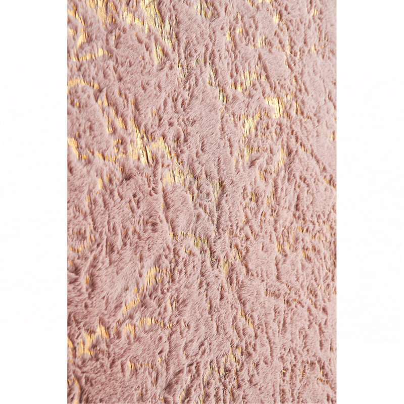 Tapis luxueux en similifourrure rose doré et doré lavable à la machine Luxury, Rectangle 2 pi 12 po x 5 pi