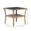 Table d'appoint en rotin, table de bout d'extérieur avec tablette de rangement, cadre carré en aluminium, table basse avec plateau en verre trempé