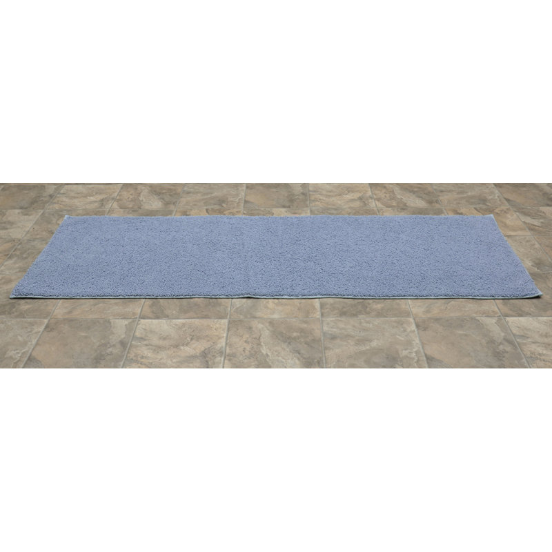 Roanoke Cotton Bath Rug with Non-Slip Backing, Runner 22" x 60", Sky Blue