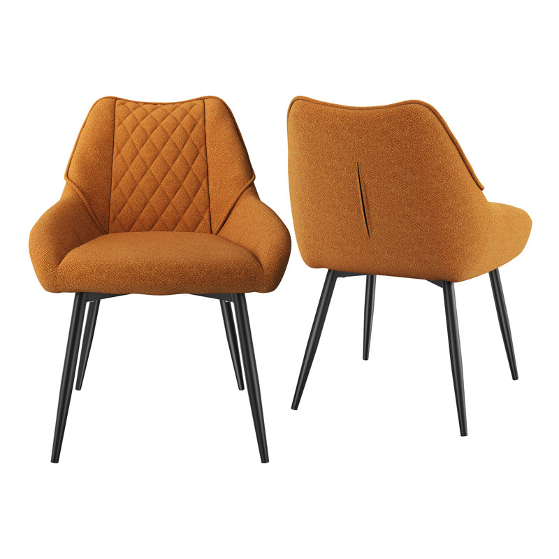 Chaise d'appoint rembourrée en tissu pour salle à manger (ensemble de 2), Jaune