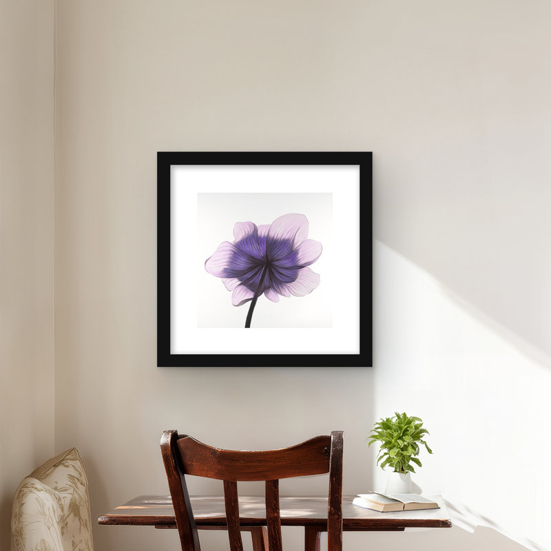Magnifique fleur anémone mauve | Décoration intérieure encadrée, Noir, H 16 po x l 16 po