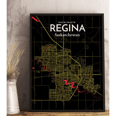 Regina City Map - No Frame Print