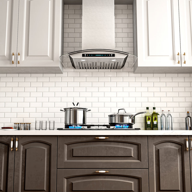 30 Inches 900 CFM Ducted Wall Mount Range Hood Quiet 4 Speed Gesture Remote and Touch Panel Control with LED Lights, 30"