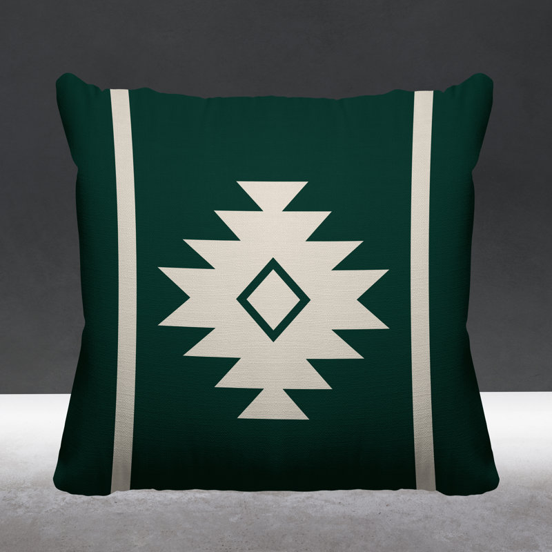 Coussin décoratif intérieur / extérieur Wapi Southwestern, L 15 po x H 15 po, Émeraude