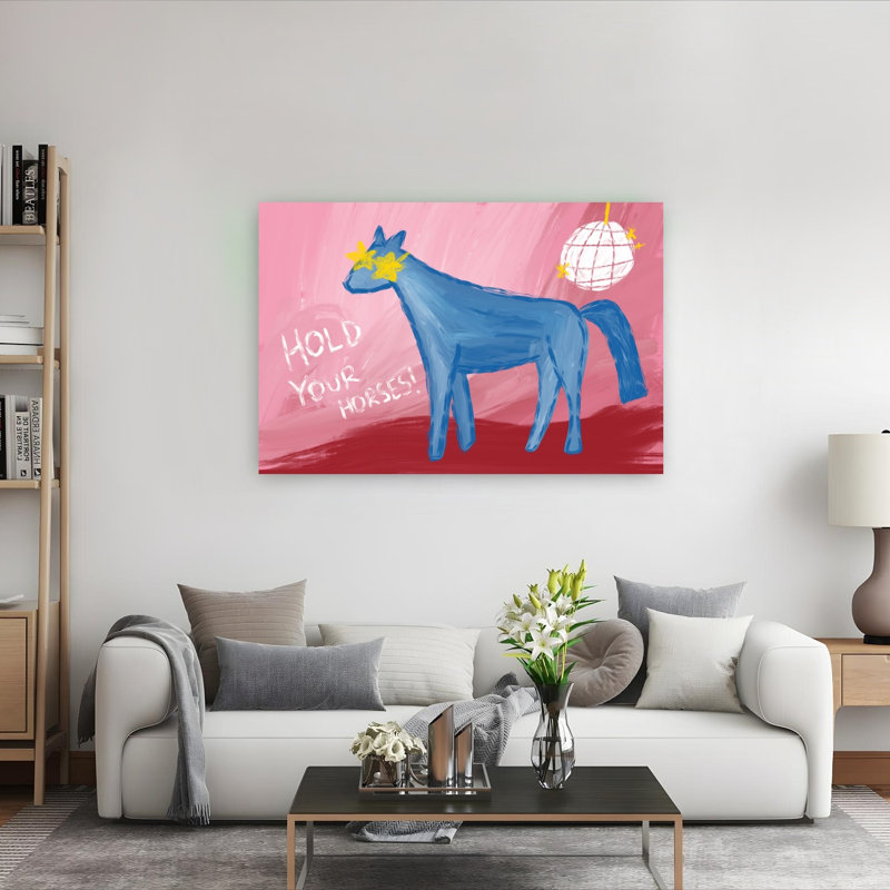 «Hold Your Horses», reproduction d'art abstrait cheval contemporain, 40" H x 60" W