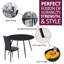 Cullompton Large Round Dining Table 120Cm, Effect Top, With 4 Black Faux Leather High Back Chairs-113816039