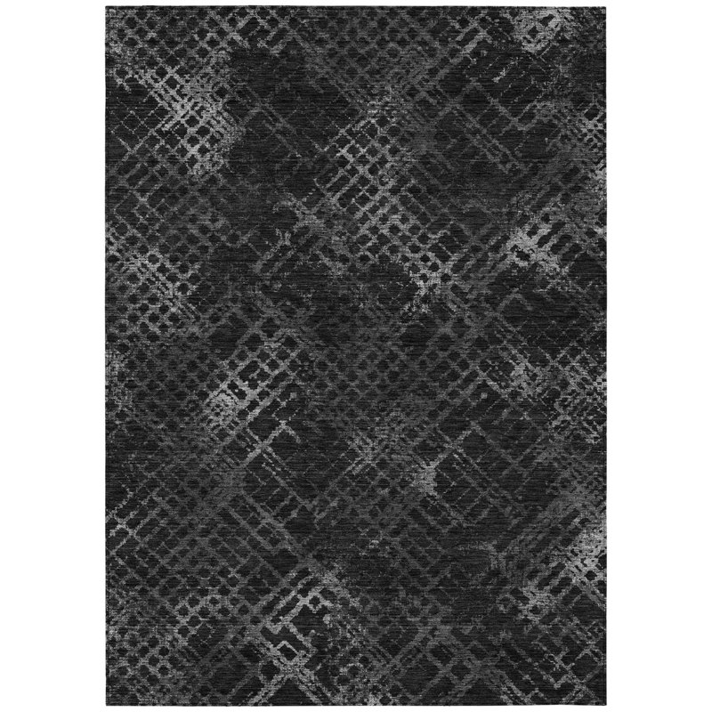Tapis intérieur lavable à motif géométrique 8 pi x 10 pi gris