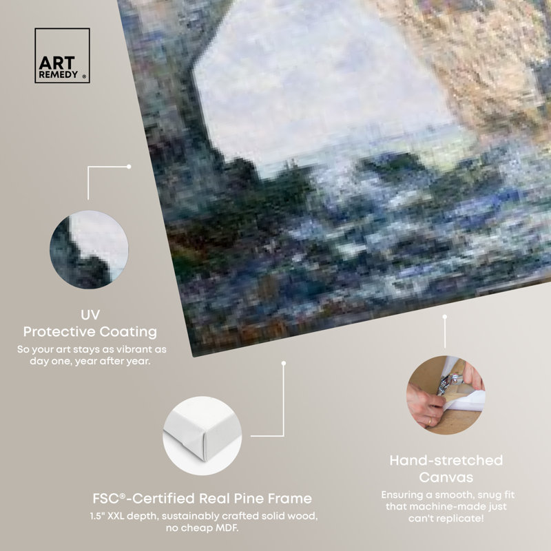 Monet The Manneporte Etretat Canvas Wall Art with Silver Frame