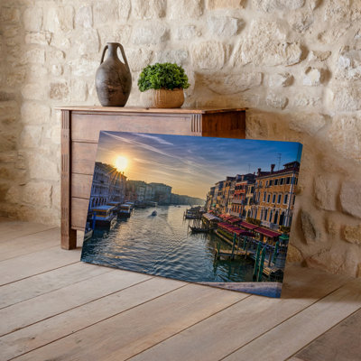 Canvas A Picturesque View Of Venice At Sunrise Showcasing The Serene Wall Art Grand Canal Lined With Historic Buildings Featuring Canvas Wall Art