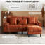 Canapés modulaires de 77,2 po de large avec méridienne et rangement, canapé rembourré en chenille 3 places avec repose-pieds, orange-1904473358