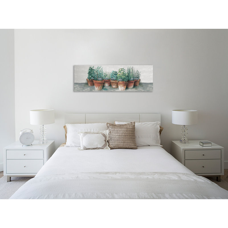 «Pots Of Herbs II Cottage V2», toile tendue par Carol Rowan, H 20 po x l 60 po x P 1,5 po