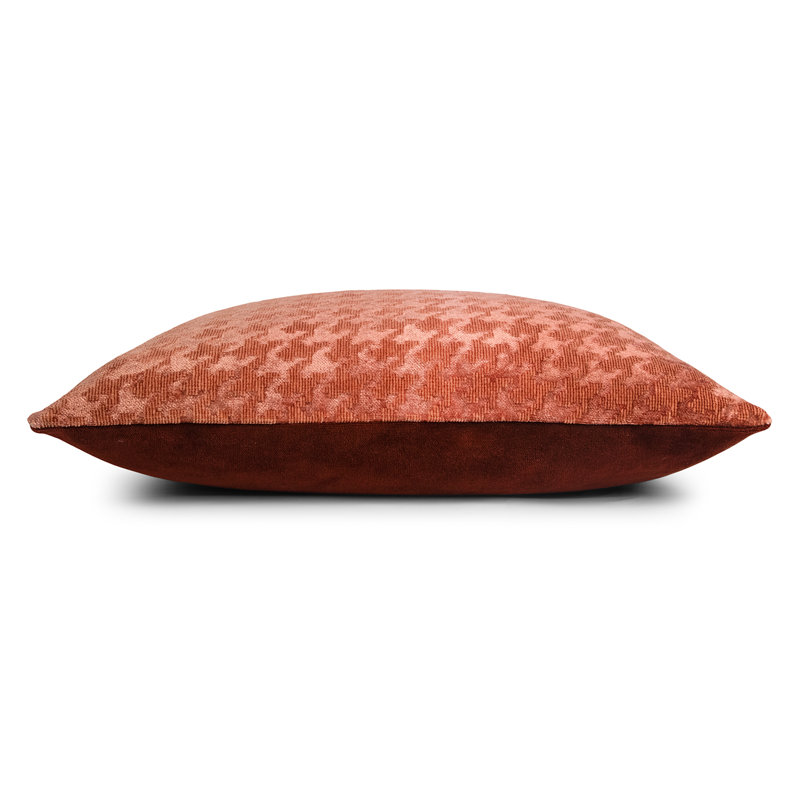 Houndstooth Square Woven Jacquard Pillow, 22"H x 22"W, Terracotta