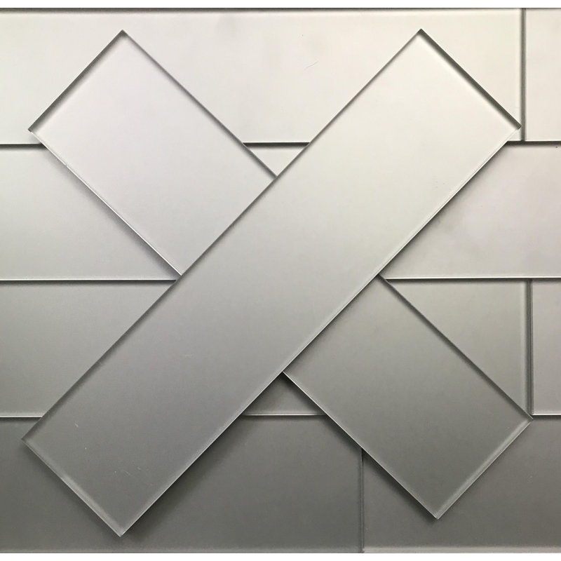 Forever Matte 3 in. x 12 in. Diamond Grade Glass Straight Edge Subway Decorative Kitchen & Bathroom Wall Tile, Silver