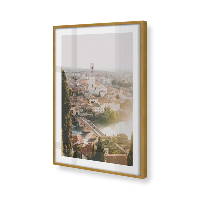 Scène panoramique imprimée, sans cadre, Cadre simple en or poli, H 37,25 po x l 25,25 po x P 1,25 po