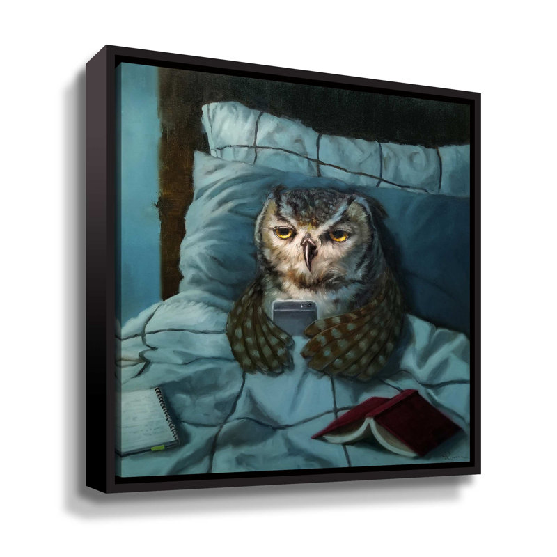 Night Owl - Impression sur toile, Cadre noir, H 18 po x l 18 po x P 2 po
