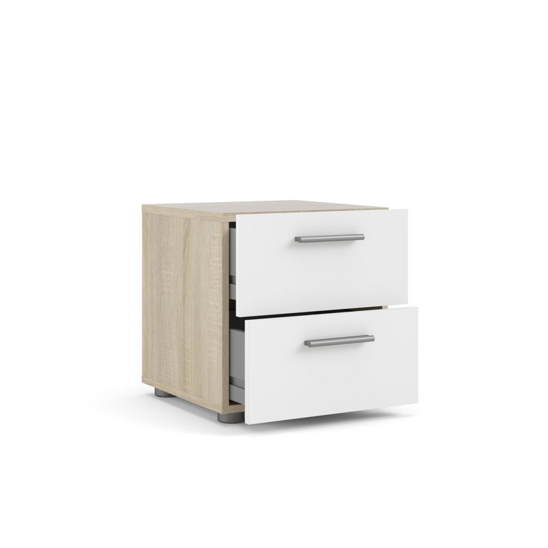 Gianna 15.75'' W Nightstand, Oak Structure/White High Gloss