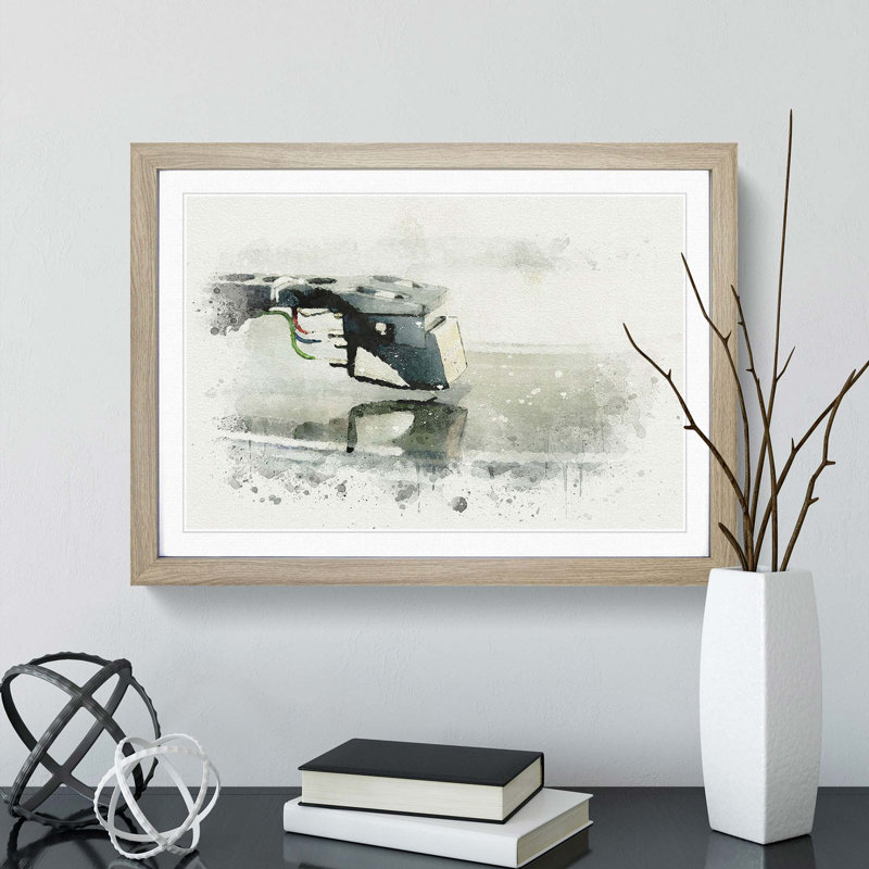 Needle of the Record Player in Abstract - Framed Print, 62cm H x 87cm W x 2cm D, Oak Framed