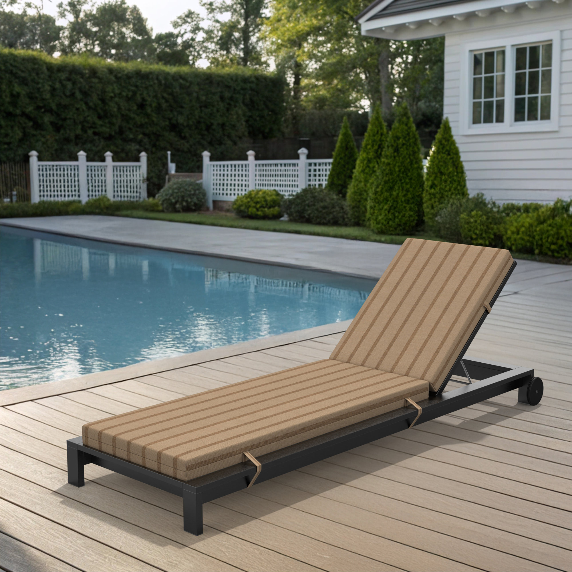 Lani Sunbrella Outdoor Chaise Lounge Cushion, 21" W x 50" D, Unwind Driftwood
