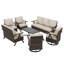 Ensemble de conversation de patio 7 pièces avec 2 chaises longues pivotantes et une table basse-131249674