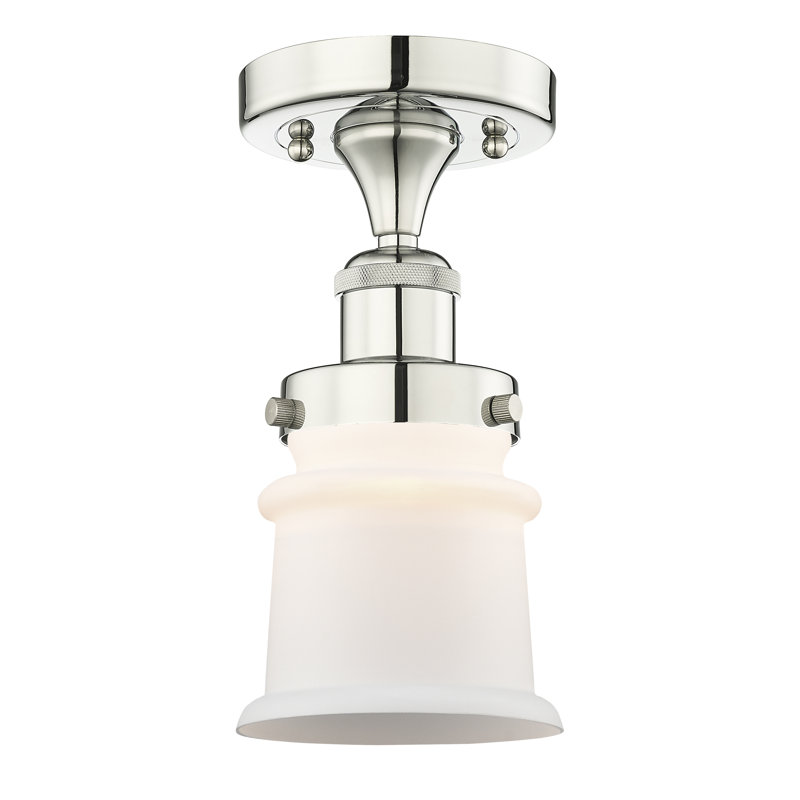 Plafonnier semi-encastré en verre Alvi, Blanc mat, Nickel poli