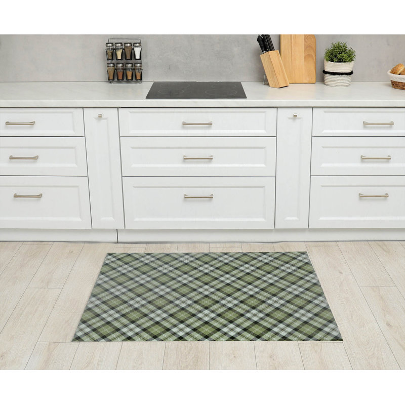 Tapis de cuisine à carreaux Anthony, Rectangulaire 2 pi x 3 pi, Vert