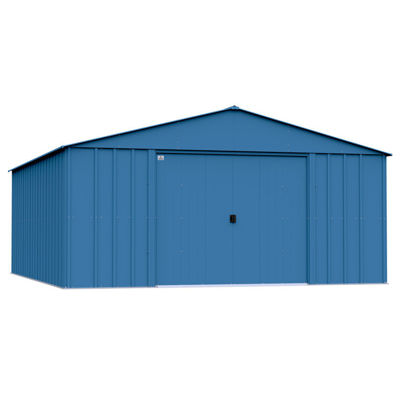 14 ft x 17 ft Blue Grey Steel Storage Shed