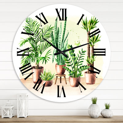 Plantes d'intérieur d'intérieur I - horloge murale traditionnelle